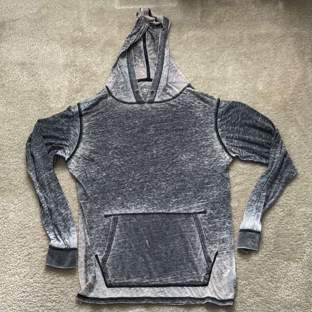 Ocean Current Gray Extremely Lightweight Hoodie GUC Size M